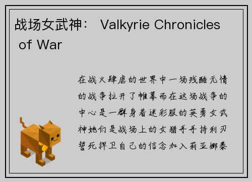 战场女武神： Valkyrie Chronicles of War
